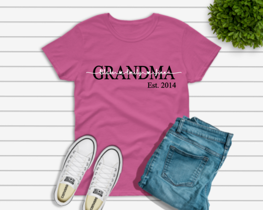 Mom/Grandma Established T-Shirt Great Mother's Day Gift! Personalizable